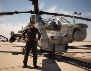 U.S. Marine Corps Maj Jasmin Moghbeli conducts her final flight in an AH-1 Cobra at Marine Corps Air Station Yuma, Arizona, June 7, 2017.