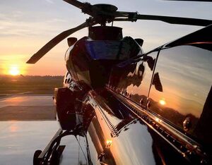 An Airbus AS355 TwinStar sits on the ramp as the sun sets. TwinStars will be among the aircraft available to support UK agencies in their efforts during the pandemic. Airbus Helicopters Photo