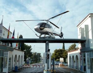The entrance to Airbus Helicopters’ facility in Marignane. As of March 23, just 15 percent of the company’s staff had returned to work at the plant. Airbus Photo