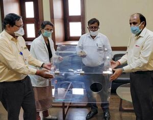 HAL has produced and handed over more than 300 aerosol boxes for use in hospitals to protect medical staff from COVID-19. HAL Photo
