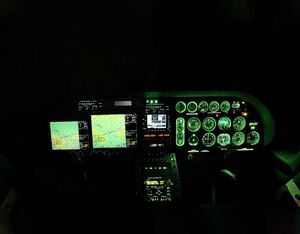 The NVG modifications are comprised of a combination of internal lighting modifications to OEM equipment, replacement of illuminated panels and addition of NVG compatible overlays. Aero Dynamix Photo