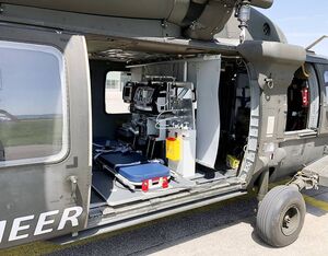 The UH-60 EMS kit does not require any structural modifications to the cabin and can be installed in 20-30 minutes. AAT Photo