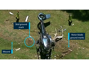 An aerial view of the crash site. ATSB Image