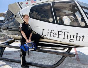 Ashley Brown Panas, M.D., assistant professor of emergency medicine, chief flight physician and assistant medical director, Vanderbilt LifeFlight, is one of several advanced providers on the flight crew that include physicians and nurse practitioners. More than 25 percent of the LifeFlight staff are either physicians or nurse practitioners. Vanderbilt LifeFlight Photo