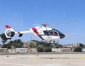Flight testing of the SH09 P3 is taking place to further assess new main rotor configuration benefits. Leonardo/Kopter Photo