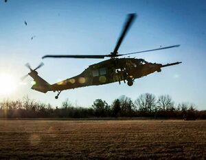 An MH-60 belonging to the 160th Special Operations Aviation Regiment in flight at Fort Campbell, Kentucky in 2016. Staff Sgt. Reed Knutson Photo