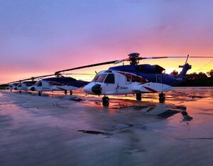 Bristow S-92 helicopters lined up on the ramp at the company’s Galliano base in Louisiana. Bristow’s flight and maintenance operations at Galliano heliport will close as the company begins to make cuts following its merger with Era. Sam Horsman Photo